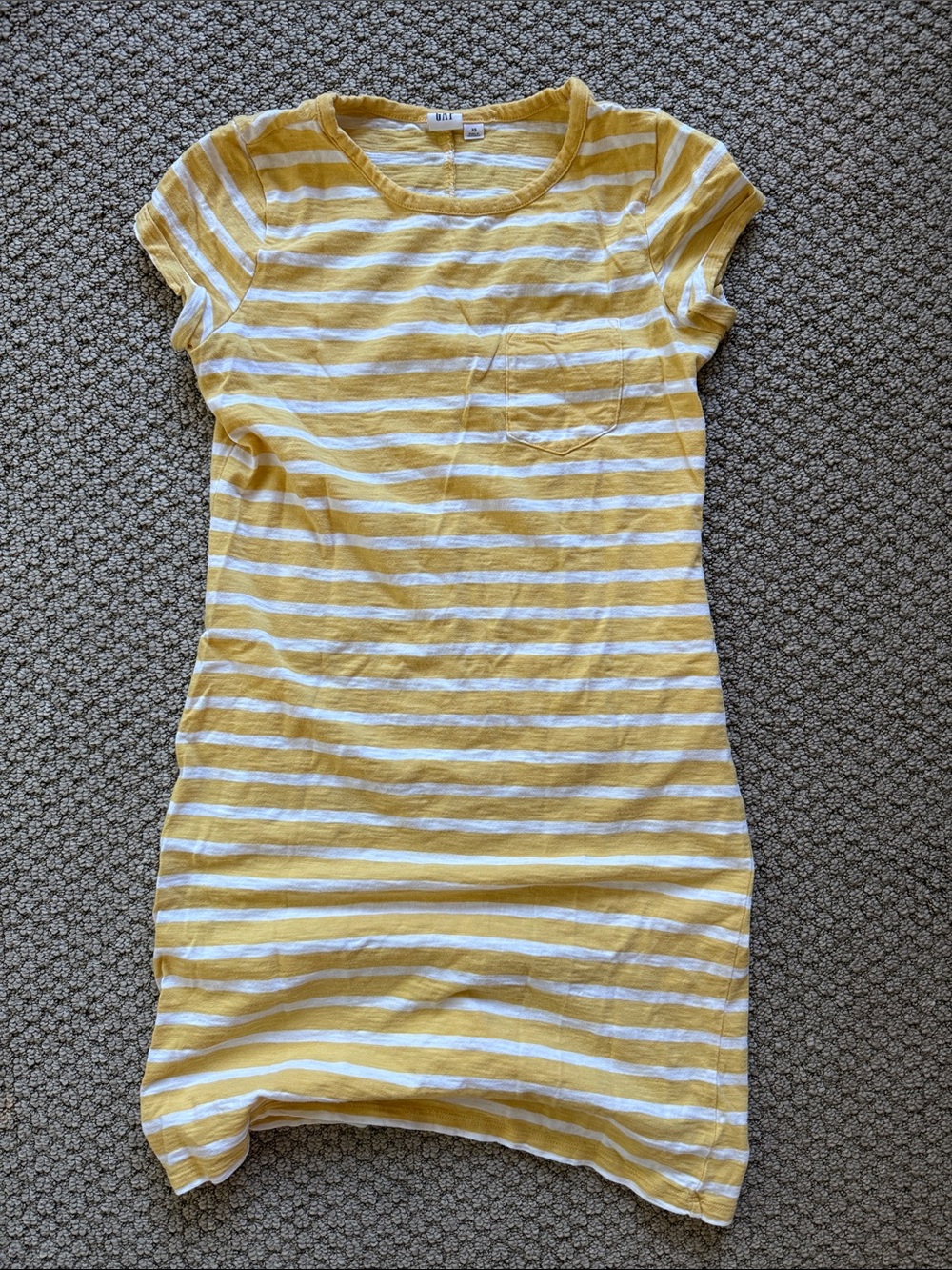 GAP Yellow and White Striped Short Sleeve Dress